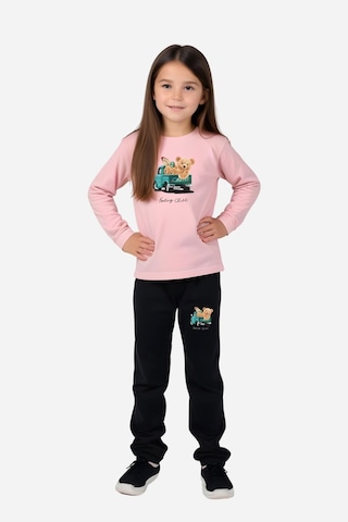 Fyk Kids 3'lü Kız Çocuk Baskılı Bel Detayı Lastikli Alt-üst Pijama Takımı Çok Renkli