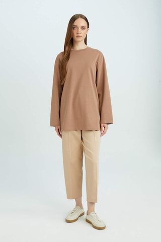 DeFacto Regular Fit Bisiklet Yaka Basic Düz Uzun Kollu Tişört Tunik D4897AX24WNBN299