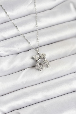 316l Çelik Zincir Gümüş Renk Erkek Kız Model Kadın Kolye - Prt3500eb09341-95263 Gümüş