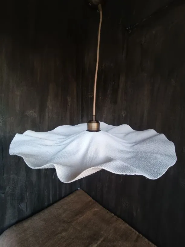 Kumaş Avize L - Pirinç Aksesuarlı Zara Home Tarzı Tasarım Beyaz