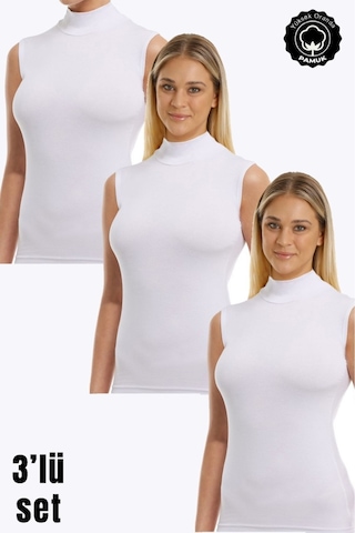Parlingerie Kadın Sıfır Kol Boğazlı Body 3lü Set beyaz