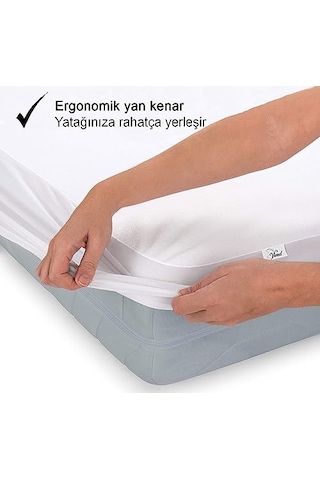 Vionel Home%100 Pamuk, Full Kenar Fitted Sıvı Geçirmez,tek, Çift Kişilik Bebek Yatak Koruyucu Çarşaf Alez 160x200 Açık Indigo