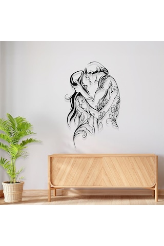 Romantik Yatak Odası Tabloları Öpüşen Çift Temalı Metal Tablo