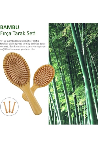 Valkyrie Doğal Bambu Fırça Tarak Seti 4'lü