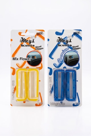 Kemboss Sarı Mavi Araç Klima Kokusu 2'li Set Mix Flower & Magnolia Vent Clip Oto Kokusu Sarı - Mavi Set