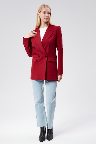 Bordo Regular Astarlı Kruvaze Kapama Dokuma Oversize Blazer Ceket 001