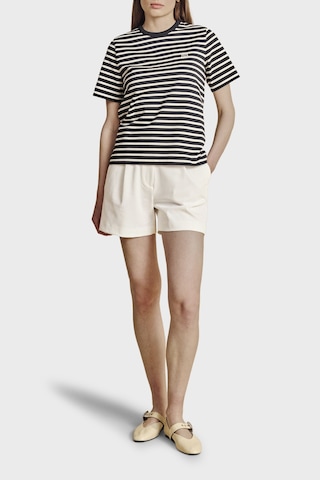 Brooks Brothers % 100 Pamuk Çizgili Bisiklet Yaka Fermuar Detaylı T-shirt Bayan T Shirt Bbss26fts003275 Lacivert-ekru