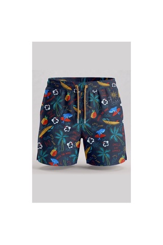 Wild Wood Garment Wild Wood Summer Surf Palmiye Desenli Hızlı Kuruyan Erkek Deniz Şortu Çok Renkli - Antrasit