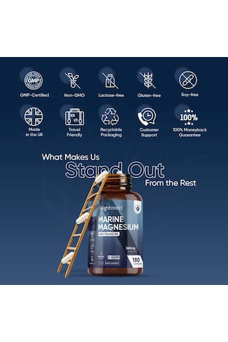 Marine Magnesium + Vitamin B6 -360mg 180 Capsules