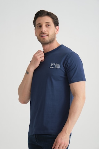 Shooter Sportwear Shooter Erkek Pamuklu T-shirt Premium Kalite Minimal Tasarım Regular Kalıp İndigo