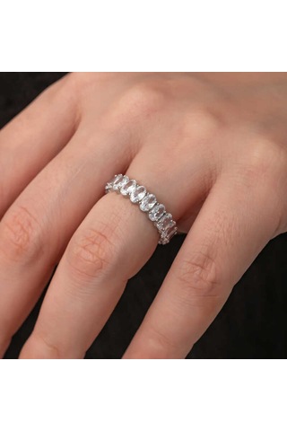Stillove Gümüş Oval Taşlı Tamtur Kadın Yüzük T8727 Gümüş