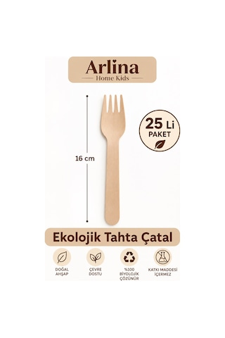16 Cm Ekolojik Tahta Çatal 25 Li Ahşap