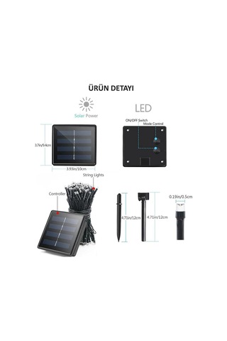Technosmart Solar 200 Ledli 22 Metre Bahçe Aydınlatma Dekorasyon Güneş Enerjili Led Sarı Işık