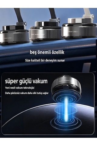 Saat Tasarımlı Araç İçi Telefon Tutucu Magsafe Manyetik 360 Ayarlanabilir Katlanabilir Siyah - Siyah