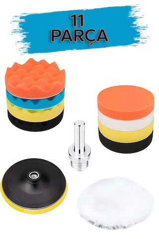 Batcell MK-75 Oto Araç Araba Pasta Cila Polisaj Süngeri Keçesi Pedi 11 Parça