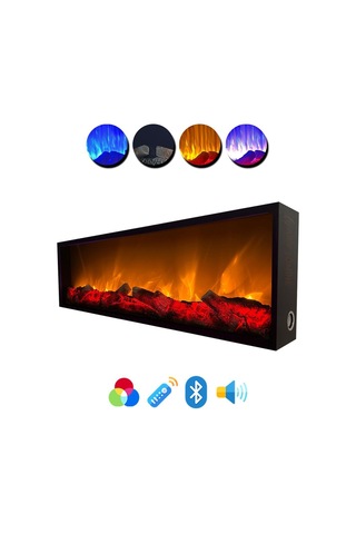 Arif Şömine Dekoratif Elektrikli Şömine - 180x35x15 Cm - Sabit Çıtırtı Kumandalı, Bluetooth Özellikli