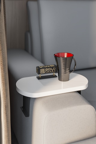 İkili Yan Sehpa Ayarlanabilir Tepsi Oval Dekoratif Krem