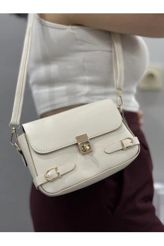 Biçomi Zerej Kemerli Krem Cilt Çanta Krem