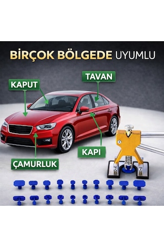 Polham 20 Parça Boyasız Göçük Düzeltme Seti Kaput Kapı Çamurluk Göçük Onarım Aparatı Pdr Dent Repair Seti