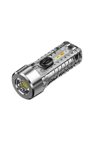 Wezone Dışarıda Evde Kullanılan Minik Anahtar Zinciri Feneri, 5w Çok Fonksiyonlu Parlak Işık, Şeffaf Abs+alüminyum, Kırmızı-mavi Flş Modları Şeffaf