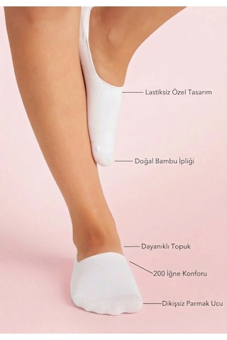 Heren Socks Heren 3'lü Bambu Görünmez Kadın Babet Çorap Beyaz