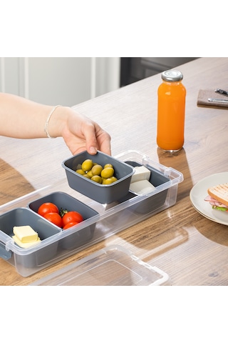 Porsima Org-457 6 Parça 4 Bölmeli Kahvaltılık Seti Saklama Kabı