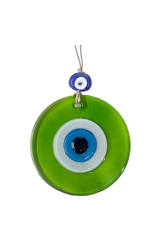 Şeffaf Yeşil Nazar Boncuklu Duvar Süsü 10 Cm Cam Duvar Dekoru