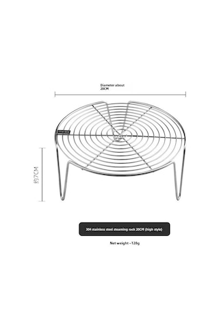 Youtek 304 Çelik Gömlek Tencere Mikrodalga Fritöz Uyumlu Yüksek Ayaklı 20cm Evde Pişirme Izgarası Diğer