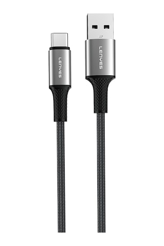 Lenyes Lc566 Usb-a To Type-c Örgü Tasarımlı Hızlı Şarj Özellikli Data Ve Şarj Kablosu 12w 2m Siyah