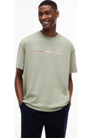 Tommy Hilfiger Tjm Reg Tj Repeat Ss Tee Erkek Yeşil T-shirt - Dm0dm23180