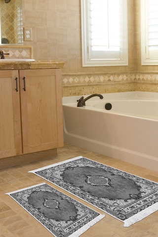 Eko Trend Djt 2 Li Yıkanabilir Kaymaz Taban Banyo Paspas Klozet Takımı 721 Klasik Antrasit 50 X 80 - 40 X 50