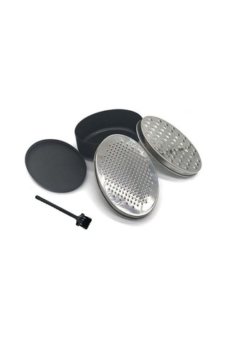 Fosenze 4'lü Peynir Rendesi Seti: 2 Farklı Boyut Rendeleyici, Saklama Kutusu Ve Fırça - Paslanmaz Çelik + Pp Malzeme Siyah - Gümüş