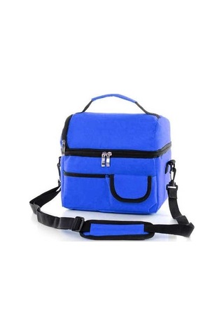 Ulzyvf Çift Bölmeli Isı Yalıtımlı Öğle Yemeği Çantası - Süt Saklama Özellikli Koyu Mavi Koyu Mavi