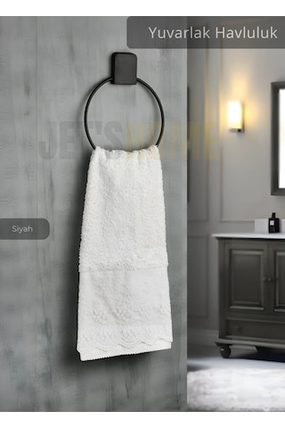 Jet's Home Yuvarlak Havluluk Paslanmaz Çelik Banyo Havluluk Düzenleyici Siyah Siyah