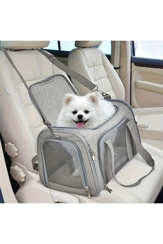 Tongdashop Siyah Havayolu Onaylı 15 Kg'a Kadar Kedi Taşıma Çantası Katlanır Mesh