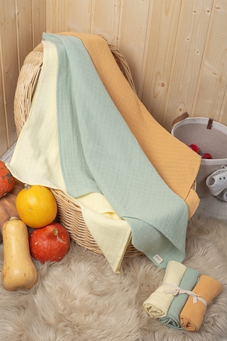 Yeşil Sarı Turuncu Renkli Pamuk 3lü Çok Amaçlı Çok Renkli