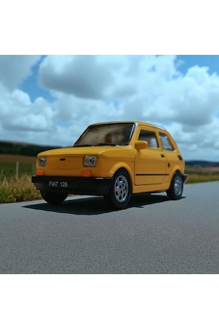 Nostaljik Metal Çek Bırak Sarı Fiat 126 Araba Kapılar Açılır Diğer