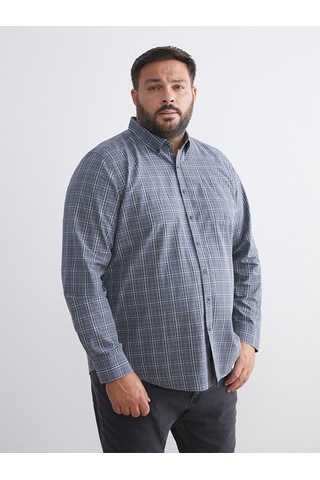 Lcwaıkıkı Classic Gri Regular Fit Uzun Kollu Ekose Poplin Erkek Gömlek