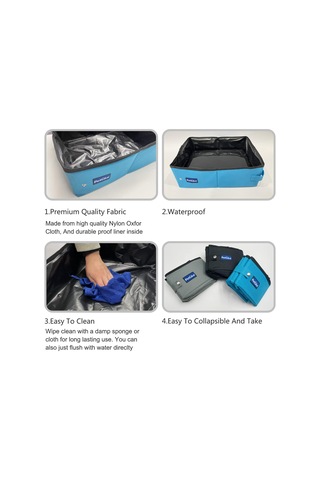 Seyahat Kedi Çöp Kutusu, Sızdıran Taşınabilir Çöp Kutusu, Küçük Orta Kediler İçin Katlanabilir Tuvalet Tepsisi Taşıyıcı Orta, Siyah Siyah