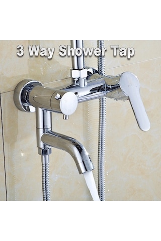 Bloomnest Lebıhmurah Bf245 Banyo Dolgusu Duş Musluğu Duvara Monte Pirinç Krom Evye Bataryası Modern Gümüş