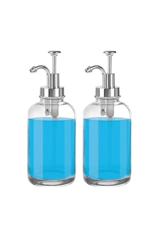 Digithome 2 Li Cam Sıvı Sabun Ve Losyon Etiketli Gümüş Tıpalı Deterjan Şişesi Sabunluk 500 Ml - 2012014-s C1-1-289