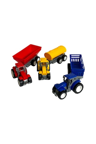 Traktör Oyuncak 3'lü Set Süper Farm Modern Design Römorklu Traktör Set Renkli