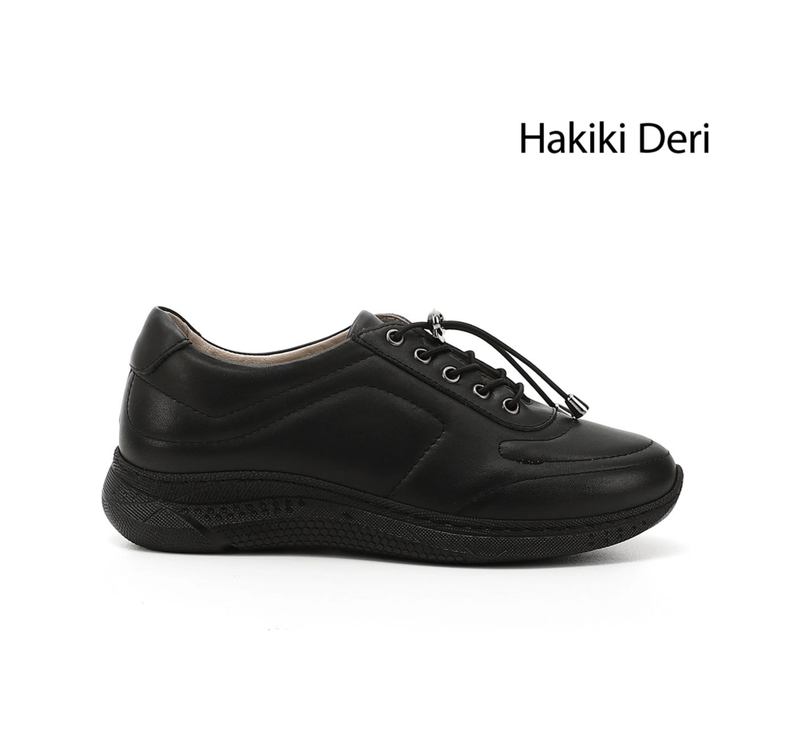 Gönderi(R) Gönderi R Kadın Siyah Bağcıklı Dolgu Taban Hakiki Deri Sneaker Ddza80742320 Siyah