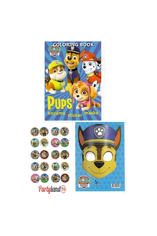 Paw Patrol Boyama Kitabı 3'lü Boyama , Sticker , Maskeli Paw Patrol Boyama Kitabı 3'lü Boyama , Sticker , Maskeli