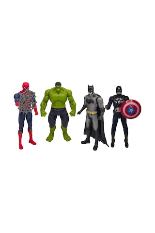 Dörtlü Kutulu Kahraman Seti Batman Örümcek Adam Hulk Kaptan Amerika Figür Oyuncağı