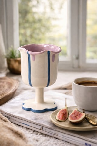 El Yapımı Seramik Kadeh El Boyaması Detaylı Çok Renkli