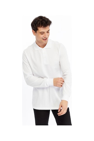 Uniprom Erkek Uzun Kollu Polo Yaka Pamuk Tişört Uzun Kollu T Shirt Beyaz Beyaz