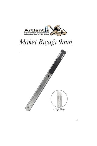 Maket Bıçağı 9mm Metal Cep Boy Falçata Kaymaz Kilitli 9mm Bıçaklı Paslanmaz Dar Maket Bıçağı Metal Küçük Boy Falçata