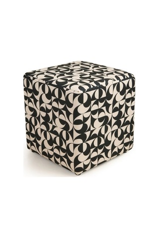 Just Home Elegant Puf - Siyah / Beyaz - 42x37x37 Cm Siyah / Beyaz