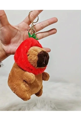 Dükkan Design Capy Bara Peluş Anahtarlık Kahverengi - Kırmızı